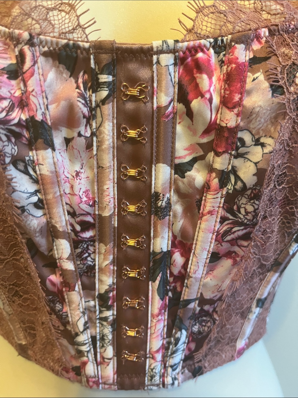 Victoria's Secret Floral Lace Mesh Longline Bustier - Mauve Pink - Picture 3 of 8